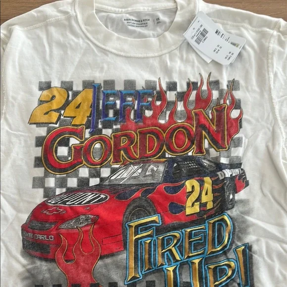 NWT Abercrombie White and Red Jeff Gordon Racing Tee Short Sleeve SUPER soft - Picture 1 of 3